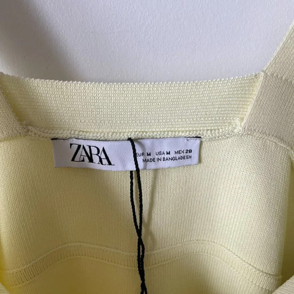 Zara Knitted Thick Strap Dress Pastel Yellow Size  Medium NWOT - Picture 6 of 8